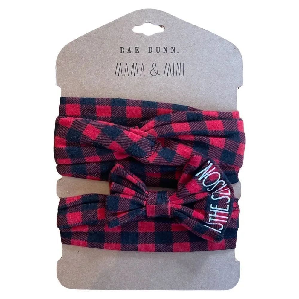 Rae Dunn "MAMA & MINI" Set of 2 Headbands For Adult & Kid Tis The Season NWT